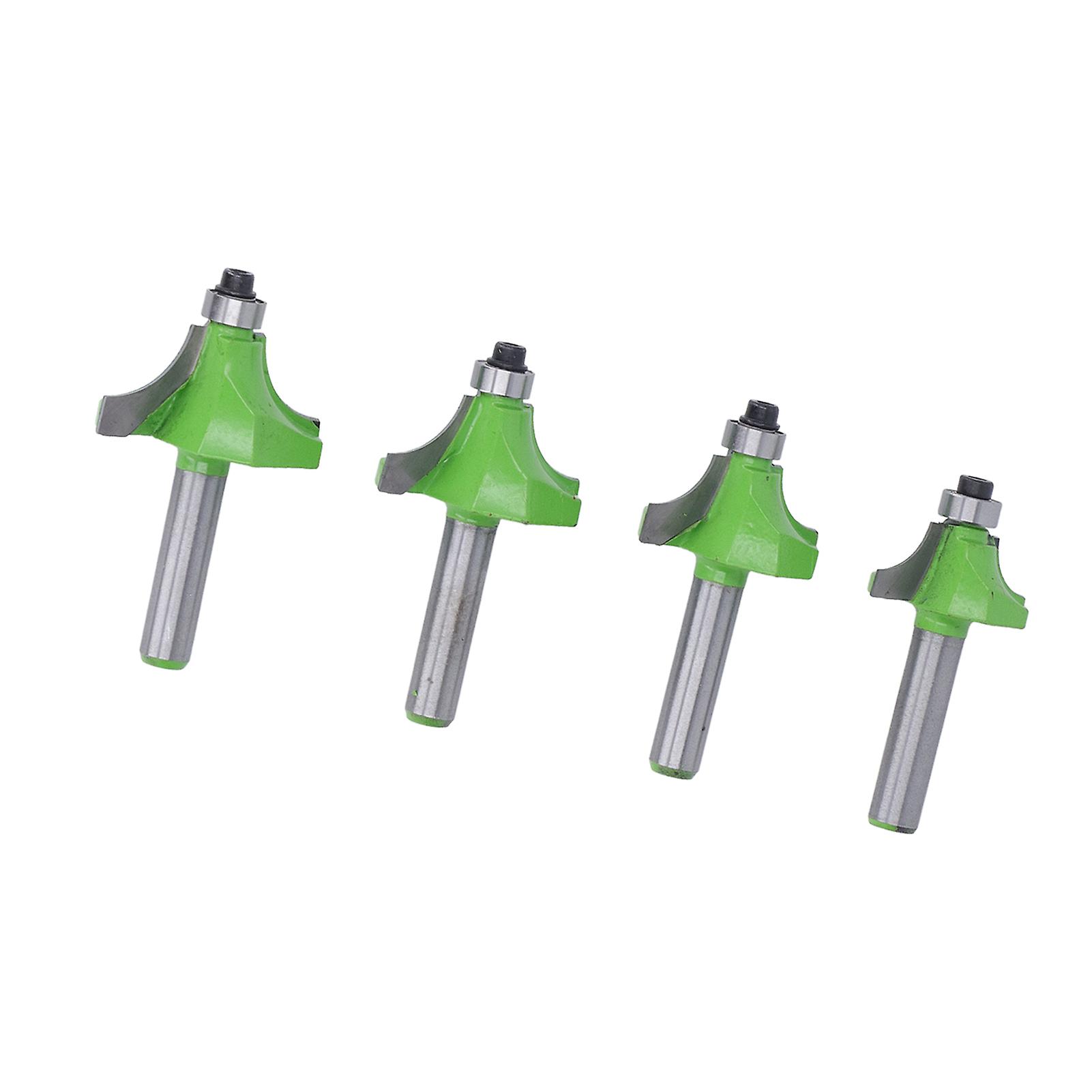 4 Pcs Roundover Router Bit 8mm Shank 5/8in 3/4in 7/8in 1in Radius High Hardness Corner Rounding Edge Forming Router Bit 