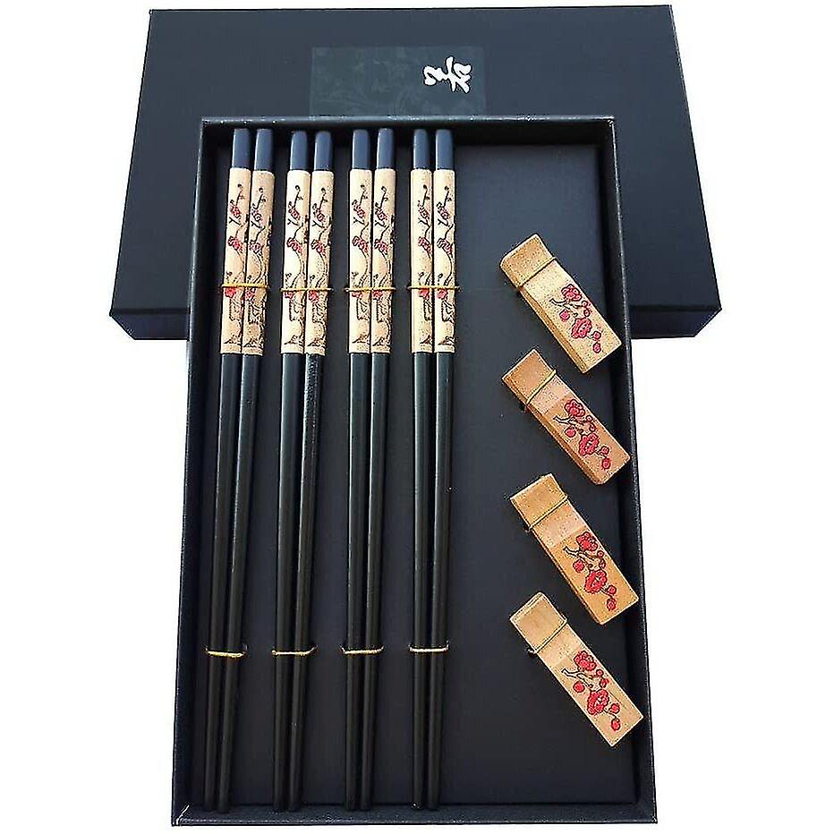 Flatware Sets Chopstick Set With Rest Wood Chopsticks Reusable 9 Inch Chinese Chop Sticks With Holder Non-slip