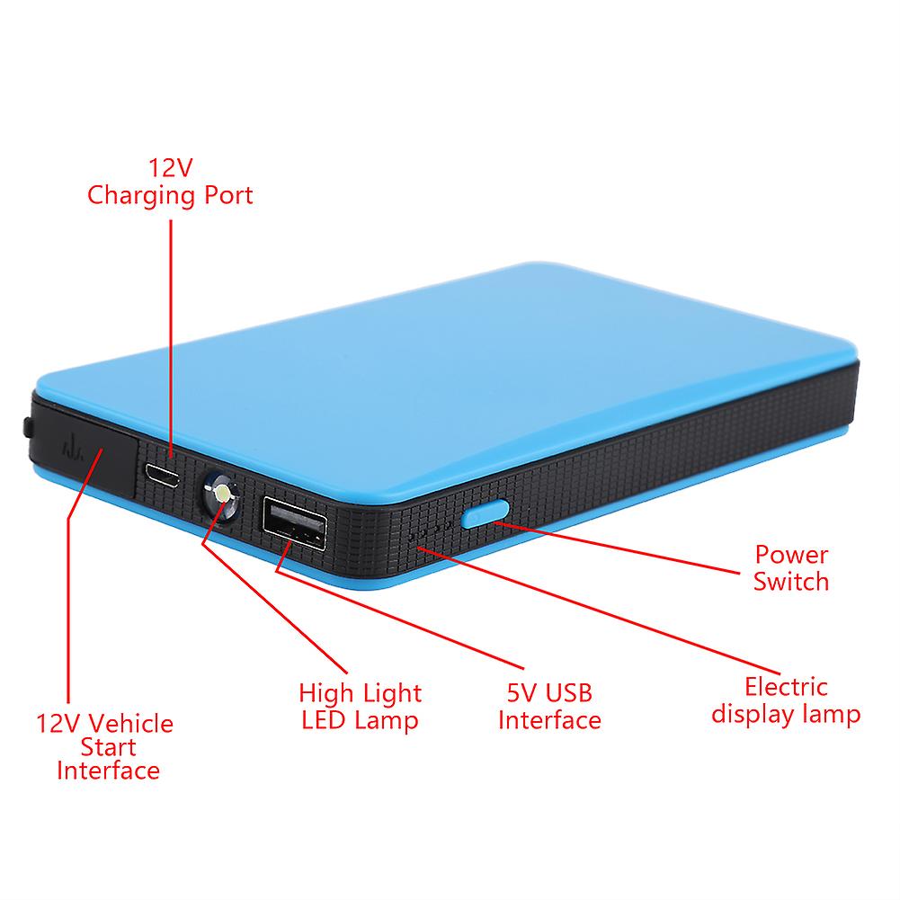 Portable 12V Car Jump Starter Engine Battery Charger Power Bank for Gasoline Engine 3.0L Blue