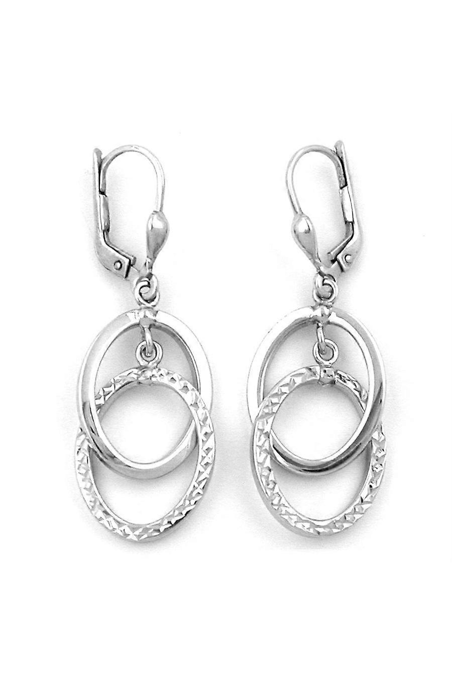 Leverback Earrings 2 Oval Rings Silver 925 - Gl91530