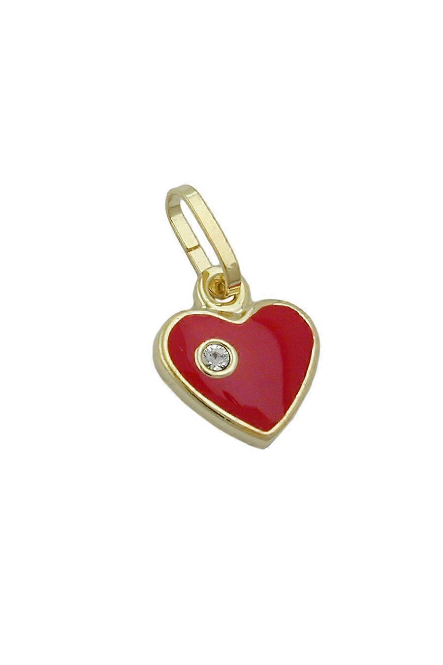 Pendant Heart Red Lacquered 9k Gold - Gl431032