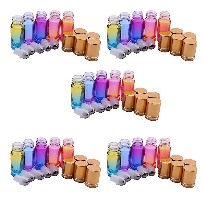 Gradient Ball Bottle 25Pcs 5Ml Thick Glass Roll On Essential Oil Empty Parfum Bottles Roller Ball Bottle With Cover~7636