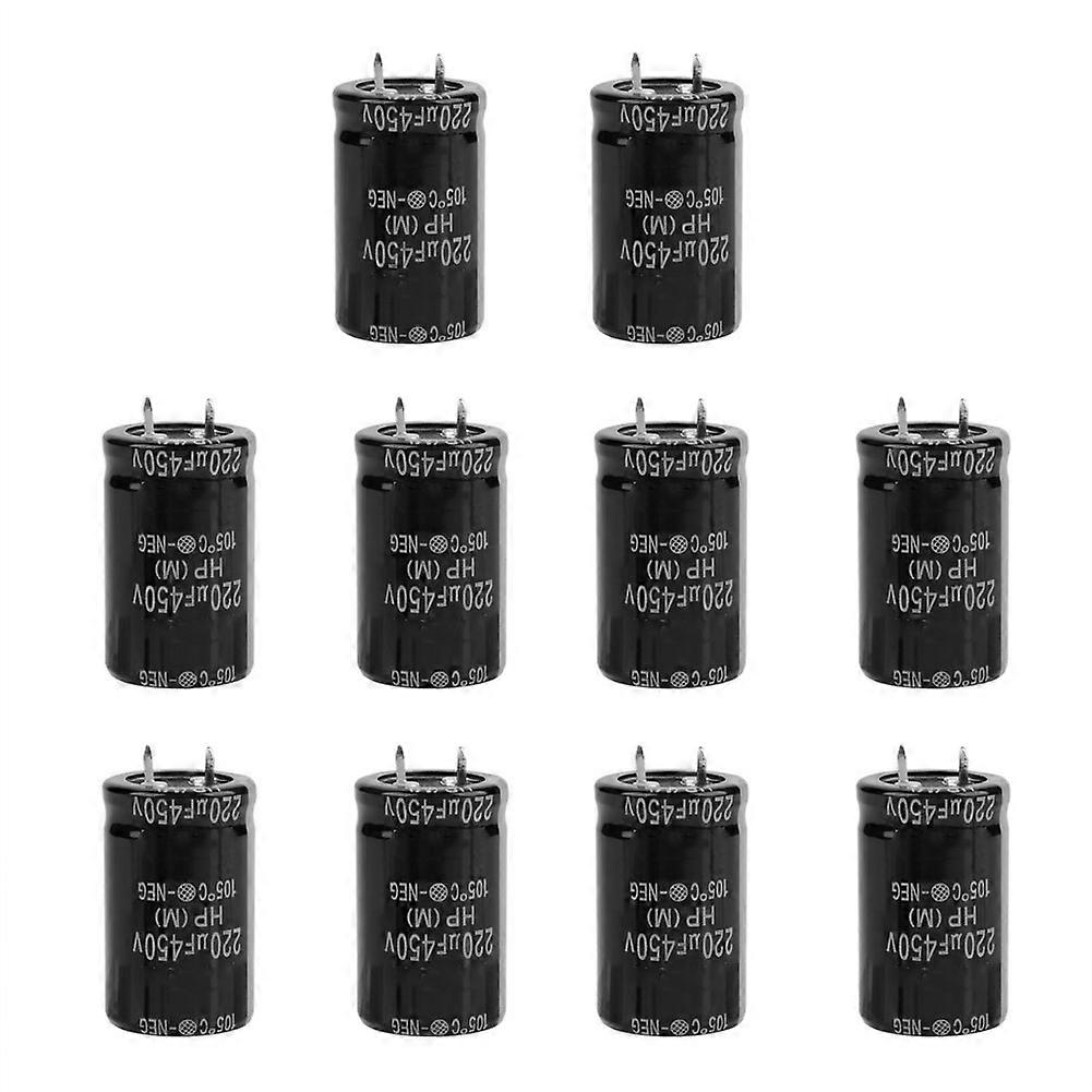 Risegun Radial Capacitor 10Pcs 450V 220uF Radial Electrolytic Capacitor Set 25x40mm Electronic Component Kit