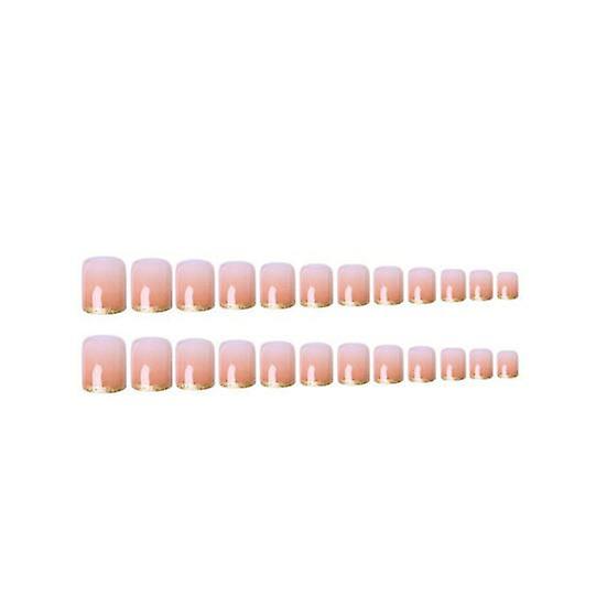 1 Set False Nails Shiny Visual Effect Decorative Plastic Delicate Colorful Press on Fake Manicure Tips with Glue for Nail Salon