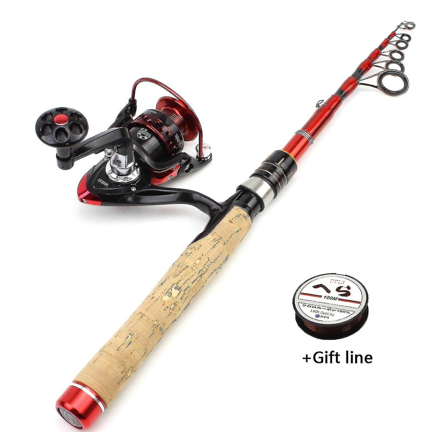 2.1m Fishing Rod with Reel High Carbon Spinning Rod Portable Telescopic Trout Rod and Spinning Reel