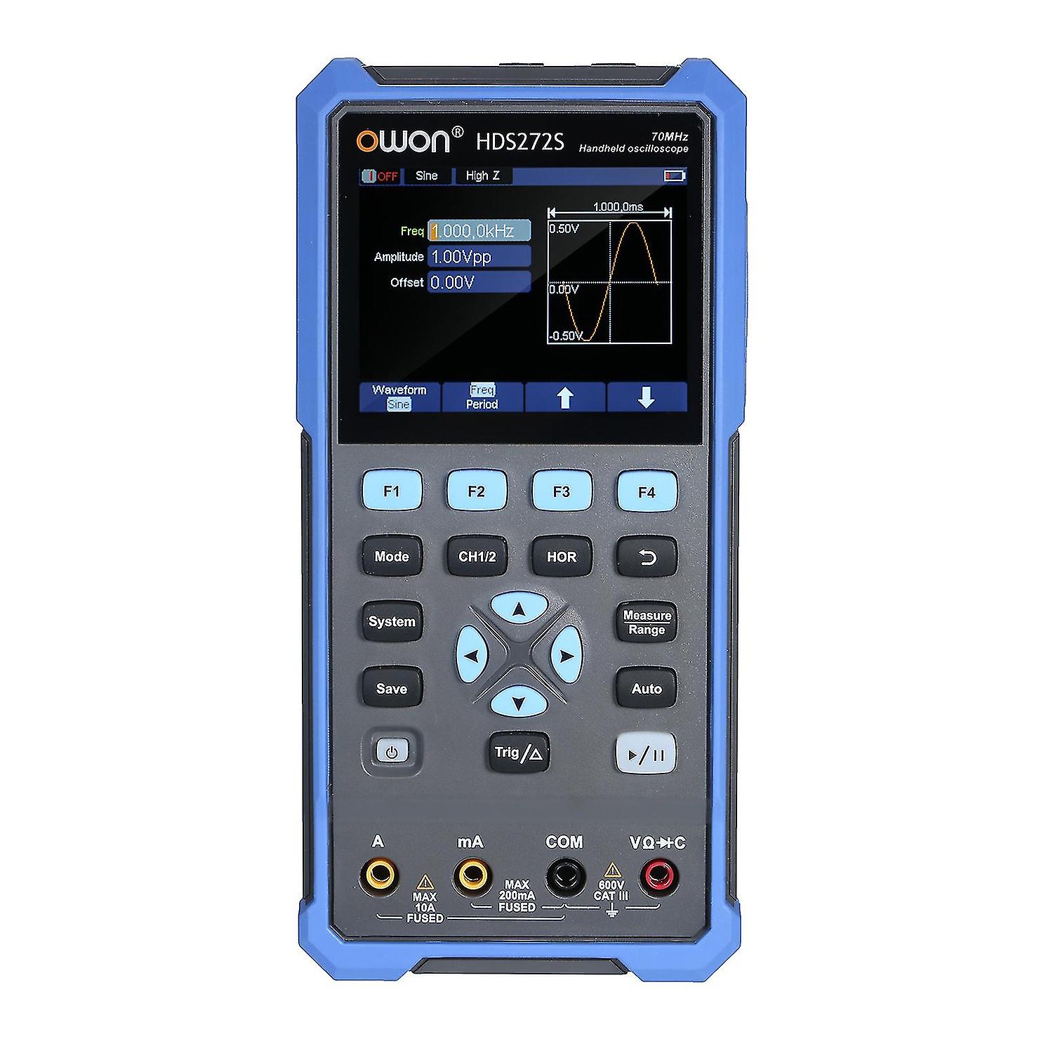 Owon Oscilloscope Multimeter Waveform Generator Hds272s 2ch 70mhz Bandwidth 20000 Counts 3-in-1 Hand