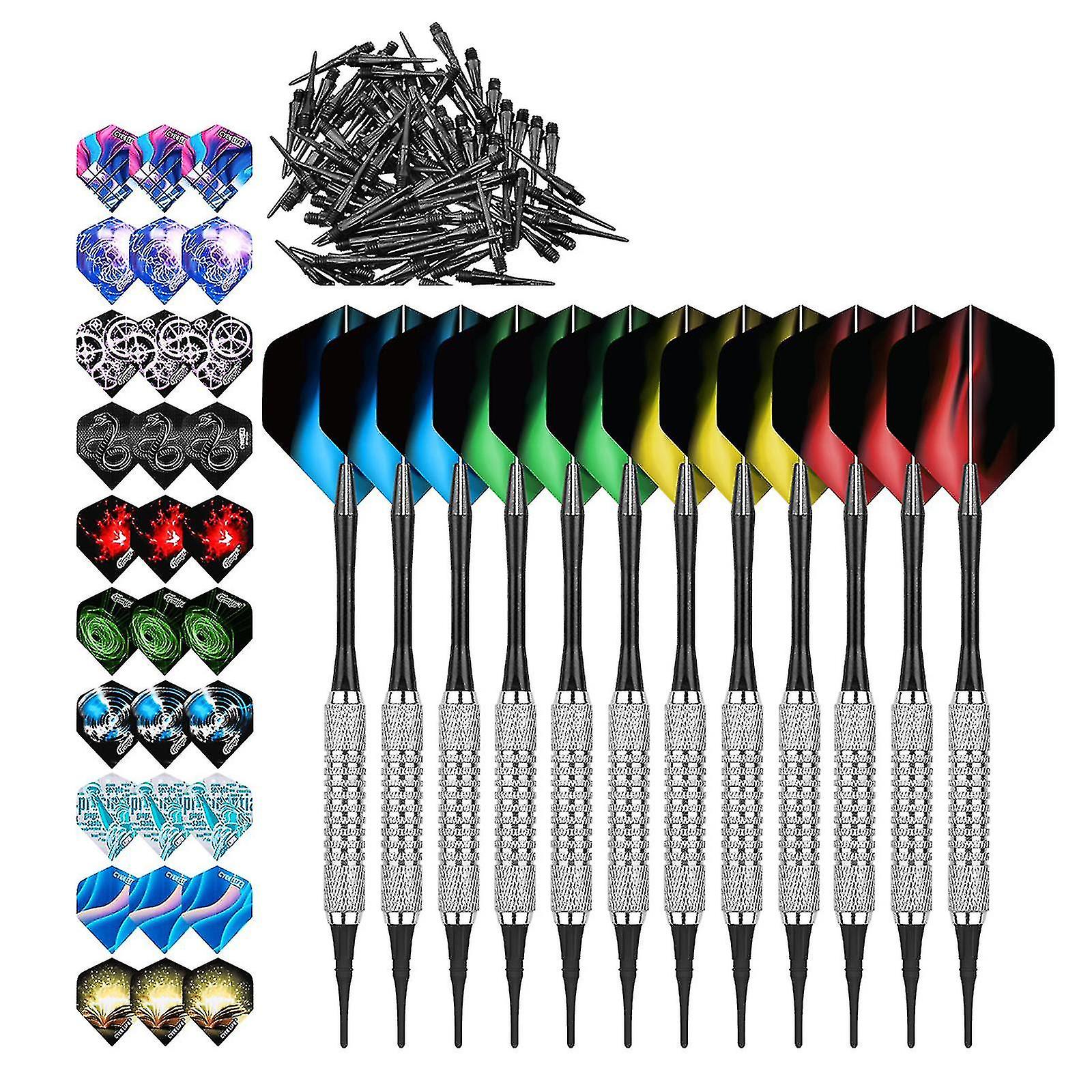Professional Soft Tip Darts Set With 100 Dart Tips 30 Flights Metal Shaf