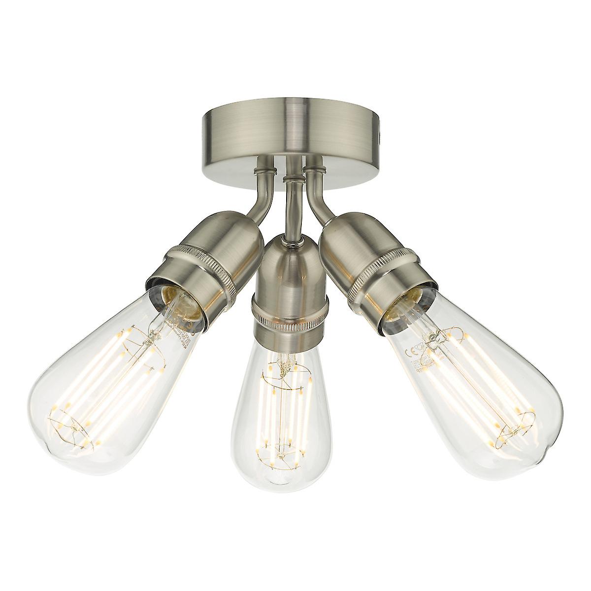 Yao Flush Ceiling Light Satin Nickel, 3x E27