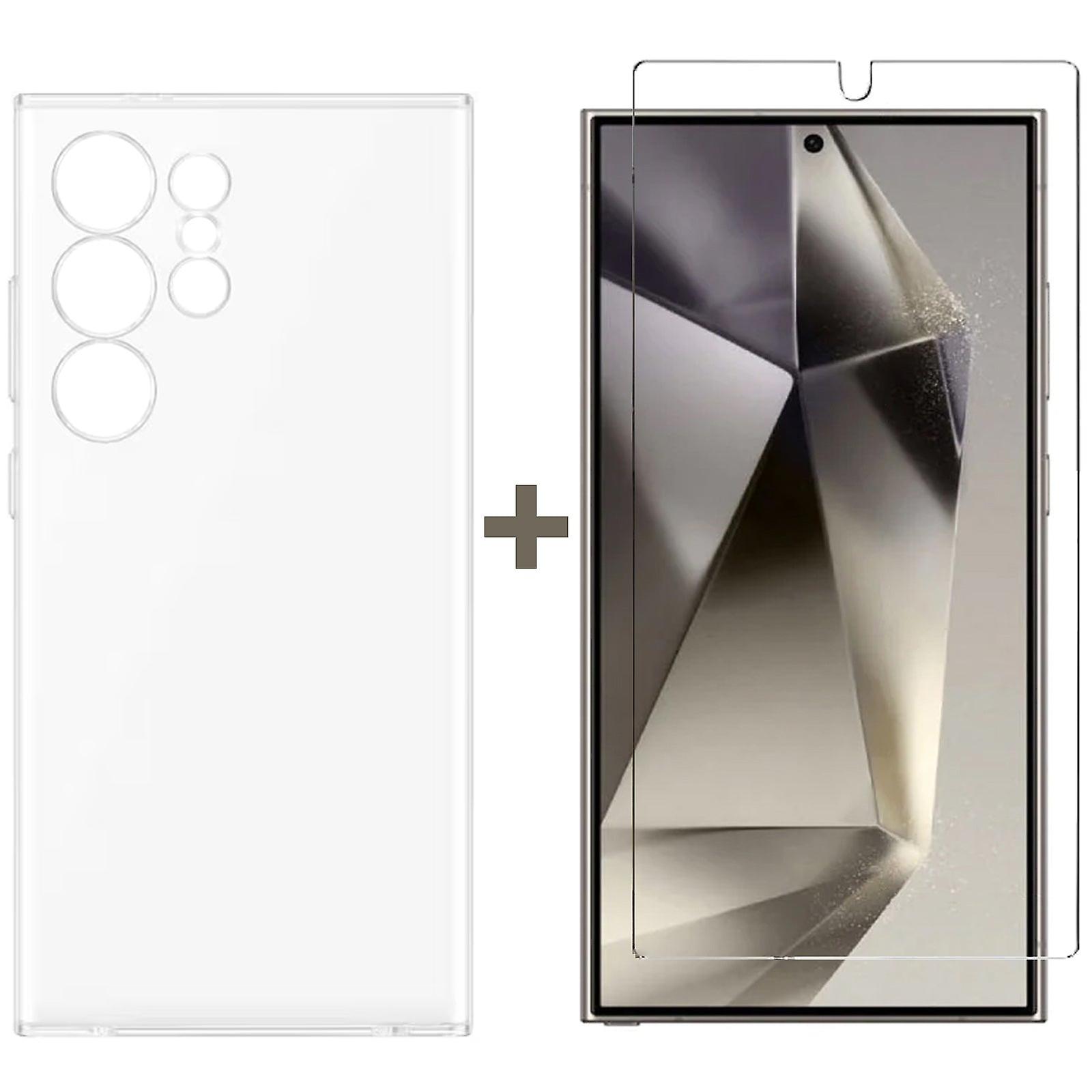 For Samsung Galaxy S24 Ultra Case Cover And Tempered Glass Screen Protector Clear
