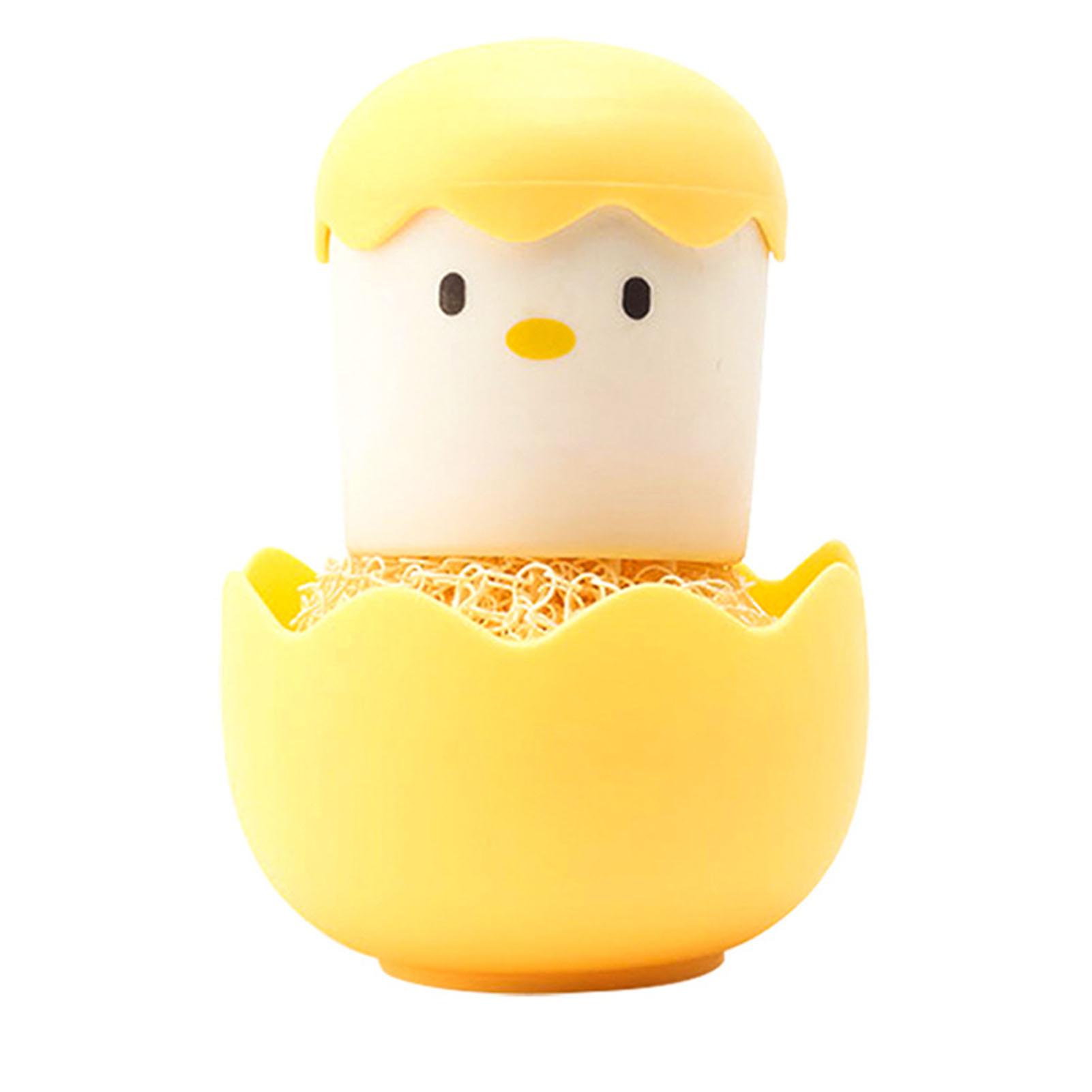 Cartoon Eggshell Dish Cleaning Brush Long Lasting Easy to Grip Cute Kitchen Scrub Brush Yellow