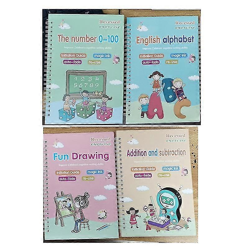 4Pcs English Practice Books Writing Training Copybooks English Practice Book