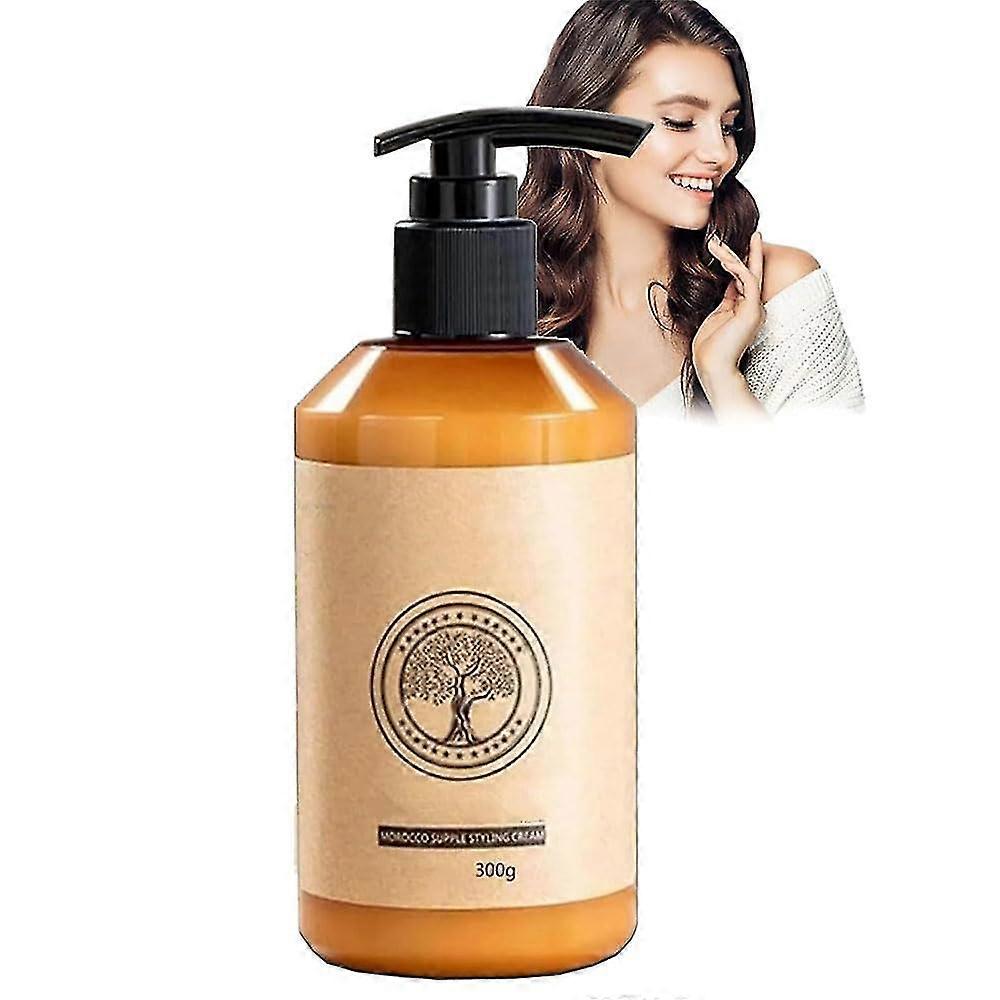 Long-lasting Styling Moroccan Volume Moisturizing Elasticity, Moroccan Hydrating Styling Cream, Hydrating Styling Elastin Conditioner for Curly Hair