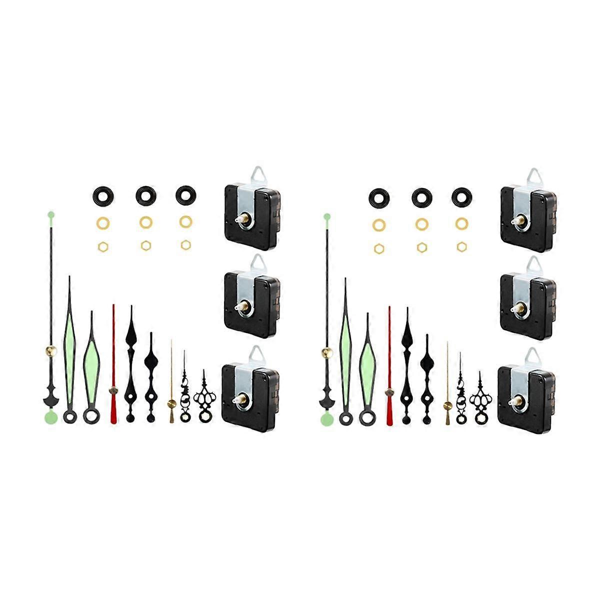 6 Set Quartz Clock Movement Hands Kits Contains Luminous Hands for Clock Repair Parts Replacement Parts