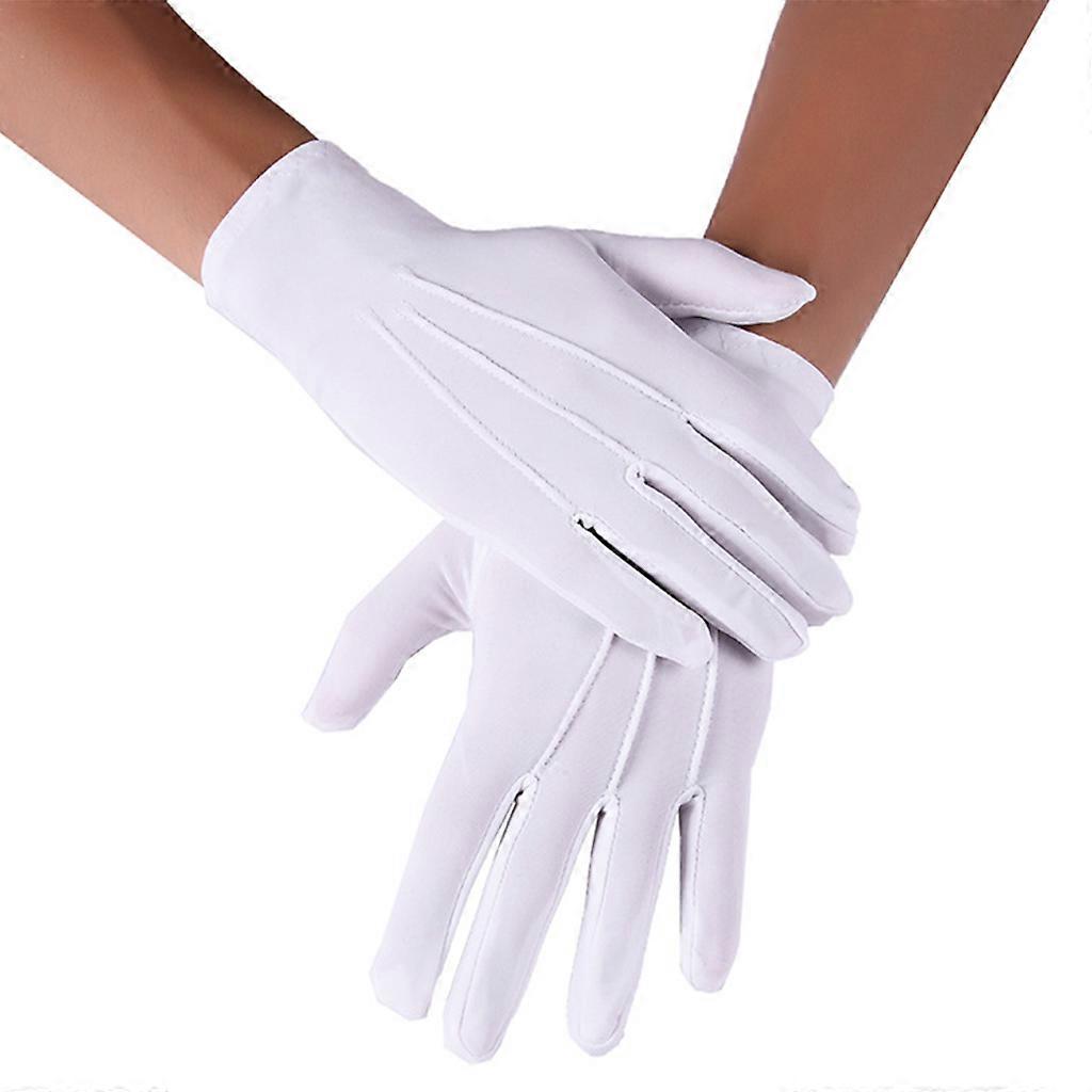1 Paar Erwachsene Schwarz Weiß Spandex Parade Handschuhe Formale Polizei Kostüm Fäustlinge