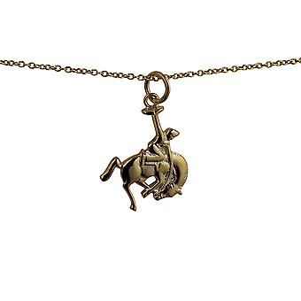 9ct Gold 19x16mm Rodeo Pendant with a cable Chain 20 inches