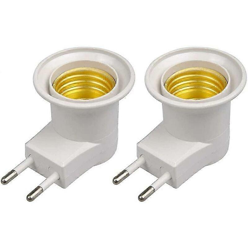 LED Lamp E27 Male Socket EU Type Plug Adapter Converter for Bulb Holder with On/Off Button (White2)
