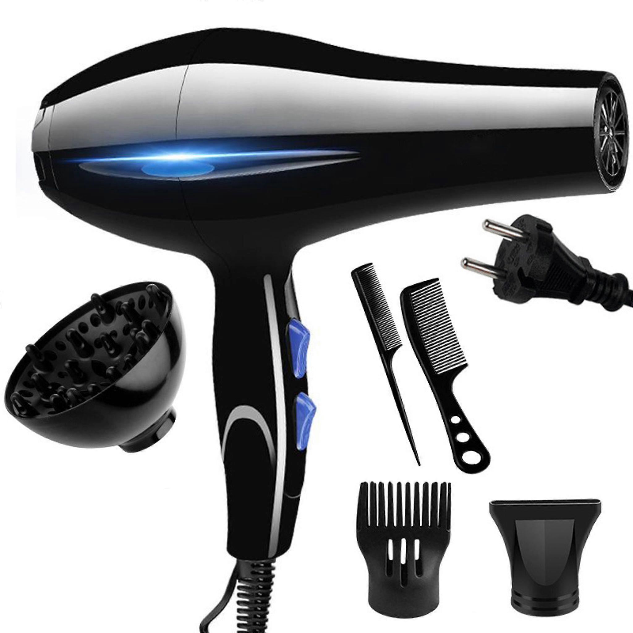 Hårtørrerdyse sort professionel hårtørrer med stylingdyse og diffuser