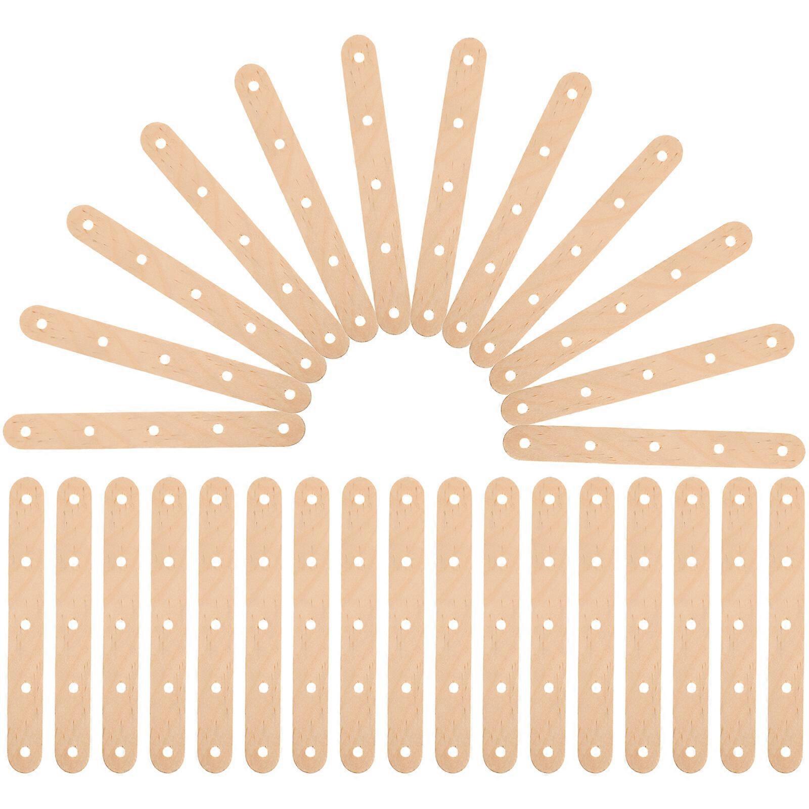 50PCS Natural Wood Craft Sticks Popsicle Wood Craft Stick with Holes for DIY Crafts Creative Designs (Nature Color)
