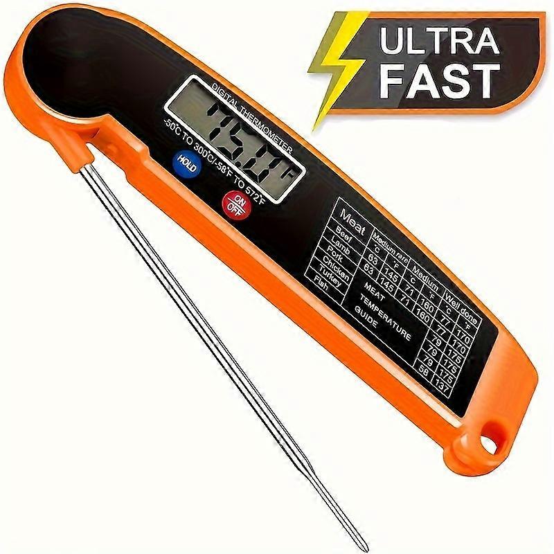 Meat Thermometers Kitchen Cooking Thermometer Digital Multi-Functional Food Thermometer Foldable Thermometer For Grilling BBQ Milk Water Coffee (Orang