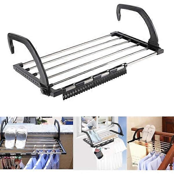 Collapsible Clothes Drying Rack - Stainless Steel, Hang on Balcony ...