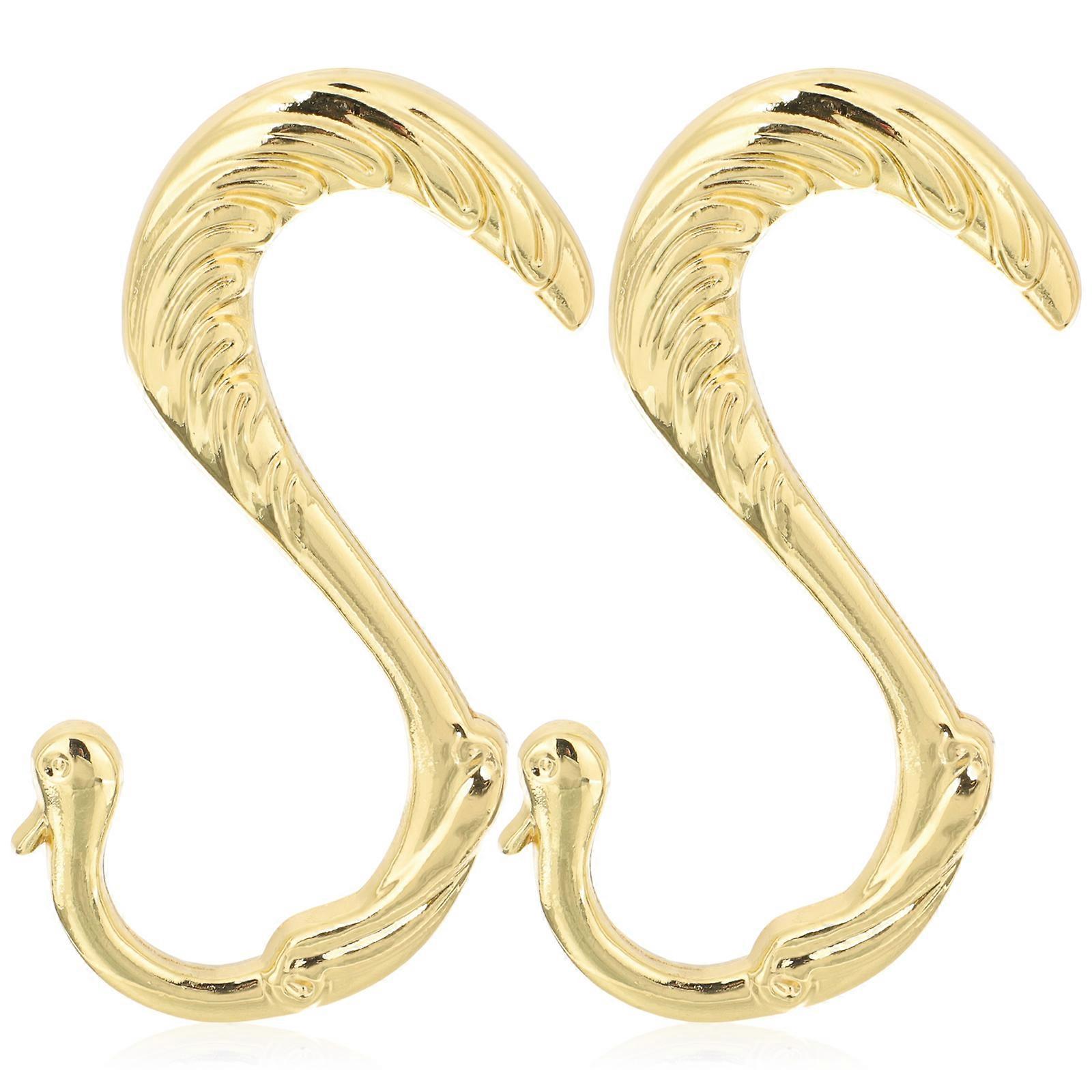 2Pcs Metal Hanger Connection Hooks Multifunctional S-shape Hanger Hooks Hanger Connecting Hooks Golden