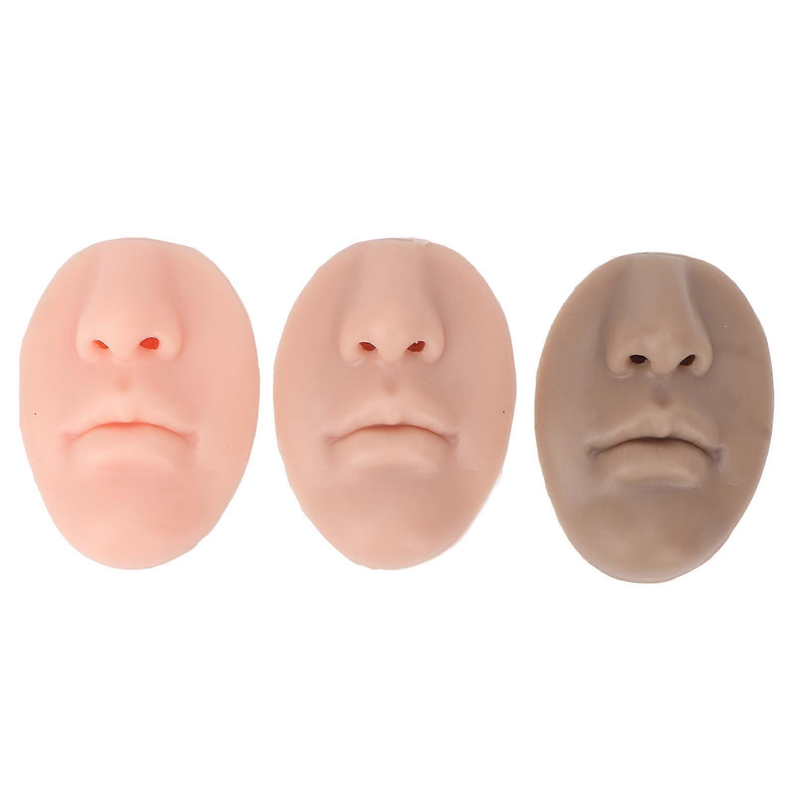 3pcs 3d Silicone Nose Mouth Model Soft Piercing Practice Reusable Body Part Model For Puncture Display
