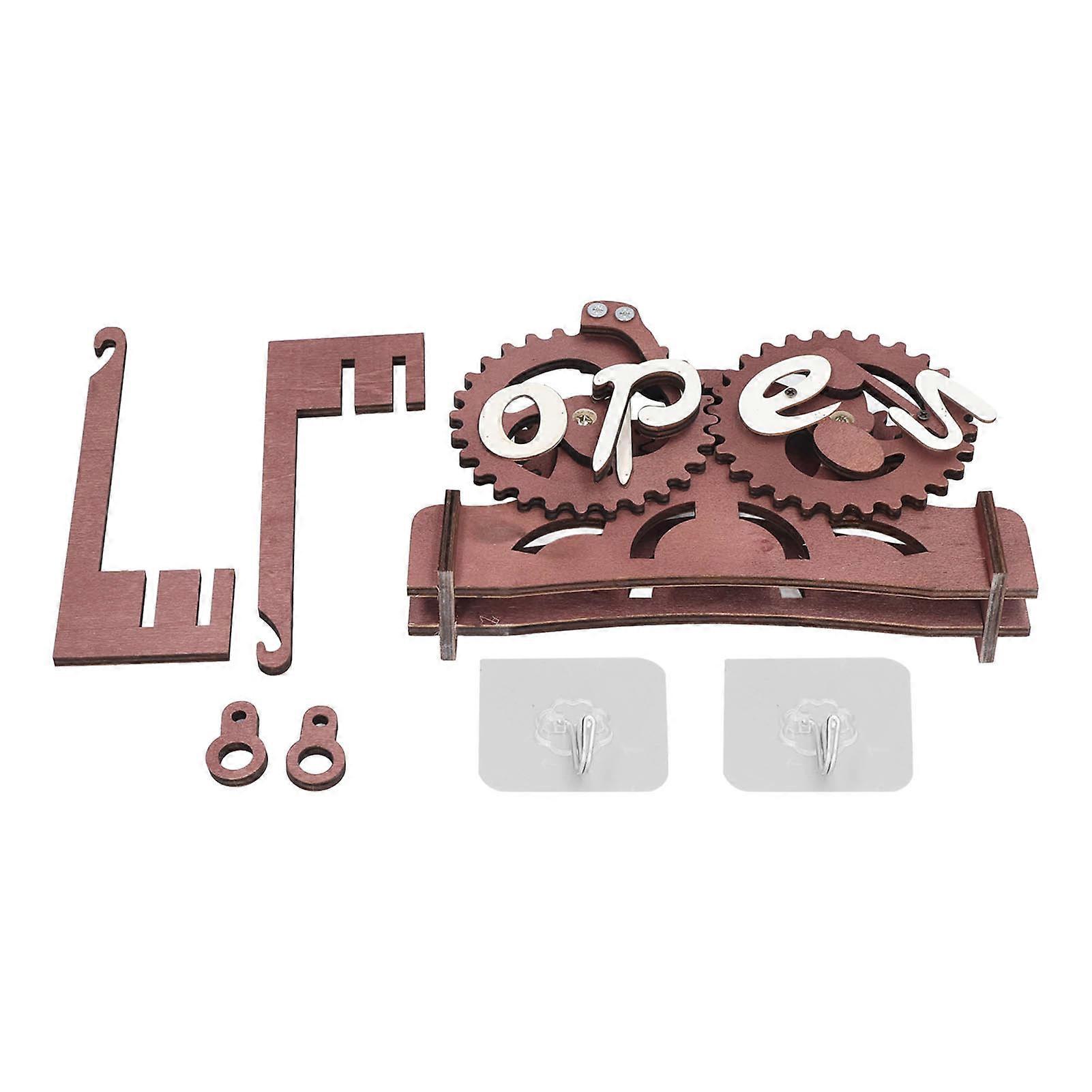 Open Closed Sign Composite Wood 2 Suction Cup Design Standing Hanging Use Decorative Practical Business Door Sign Brown