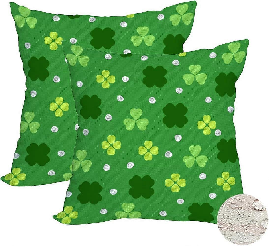 2パック防水セントパトリックスデイ枕カバー18x18インチラッキークローバーシャムロックスグリーンリーフホリデースロー枕ケース春の農家の装飾