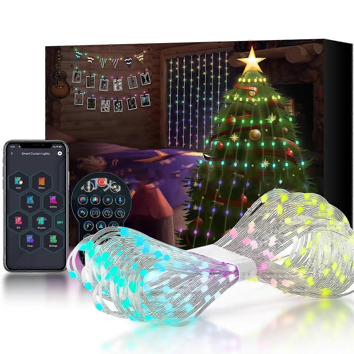 INF Smart LED Vorhanglicht, RGB Bunte Punktsteuerung Leder Draht Licht-USB