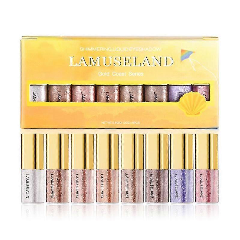 8 Color Liquid Eye Shadow Set Glittering Highlight Sequins Eyeshadow Liquid
