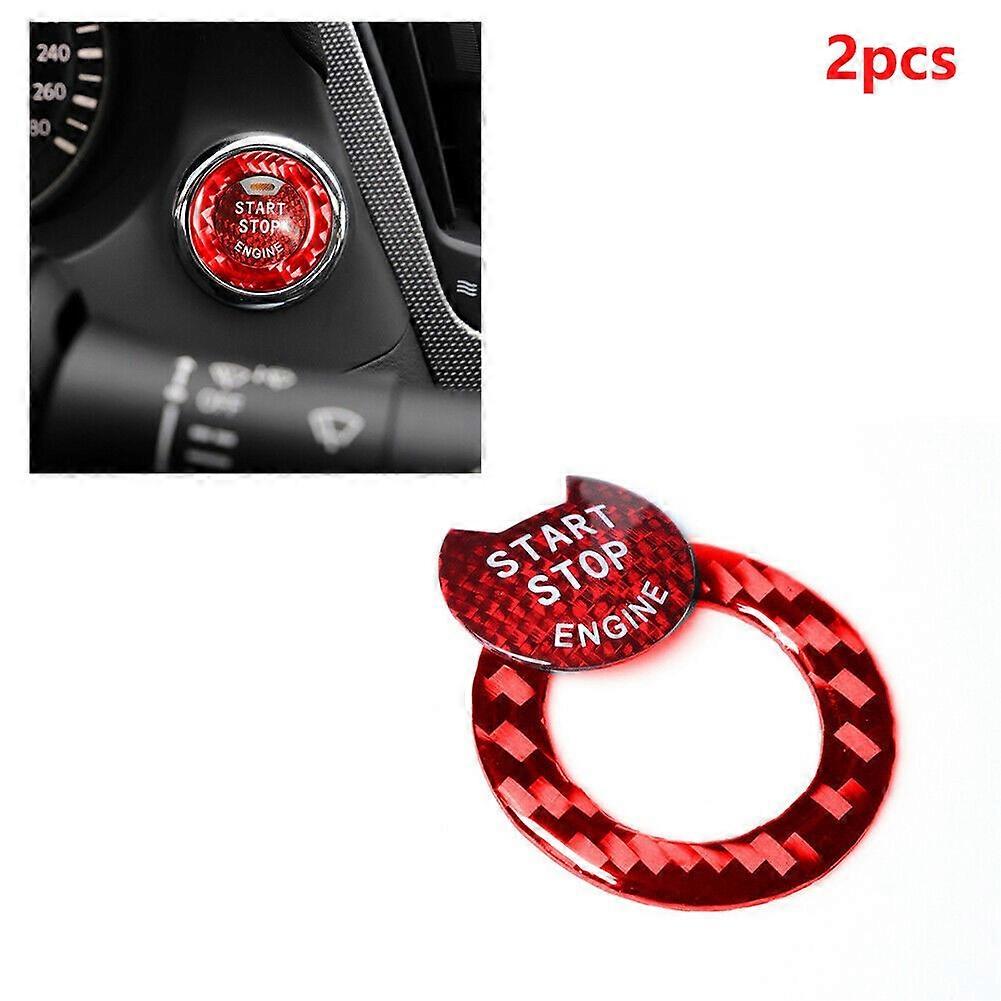2pcs Car One-button Engine Start Push Stop Button Cover Stickers With Decoration Ring Trim For Infiniti Q50 Q60 2014-2019