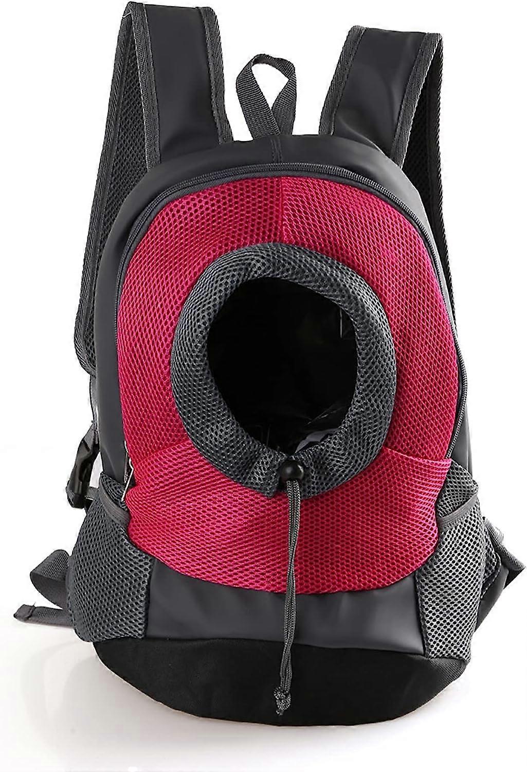 Cat/Dog Carrier Bag,Adjustable Shoulder Mesh Carrier Bag,Head Can Leak,Small Dog Bag Pet Sling Carrier Bag,Rose Red,M