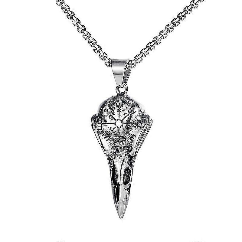 Vintage Viking Crow Skull Eagle Beak Pendant Necklace For Men Hip