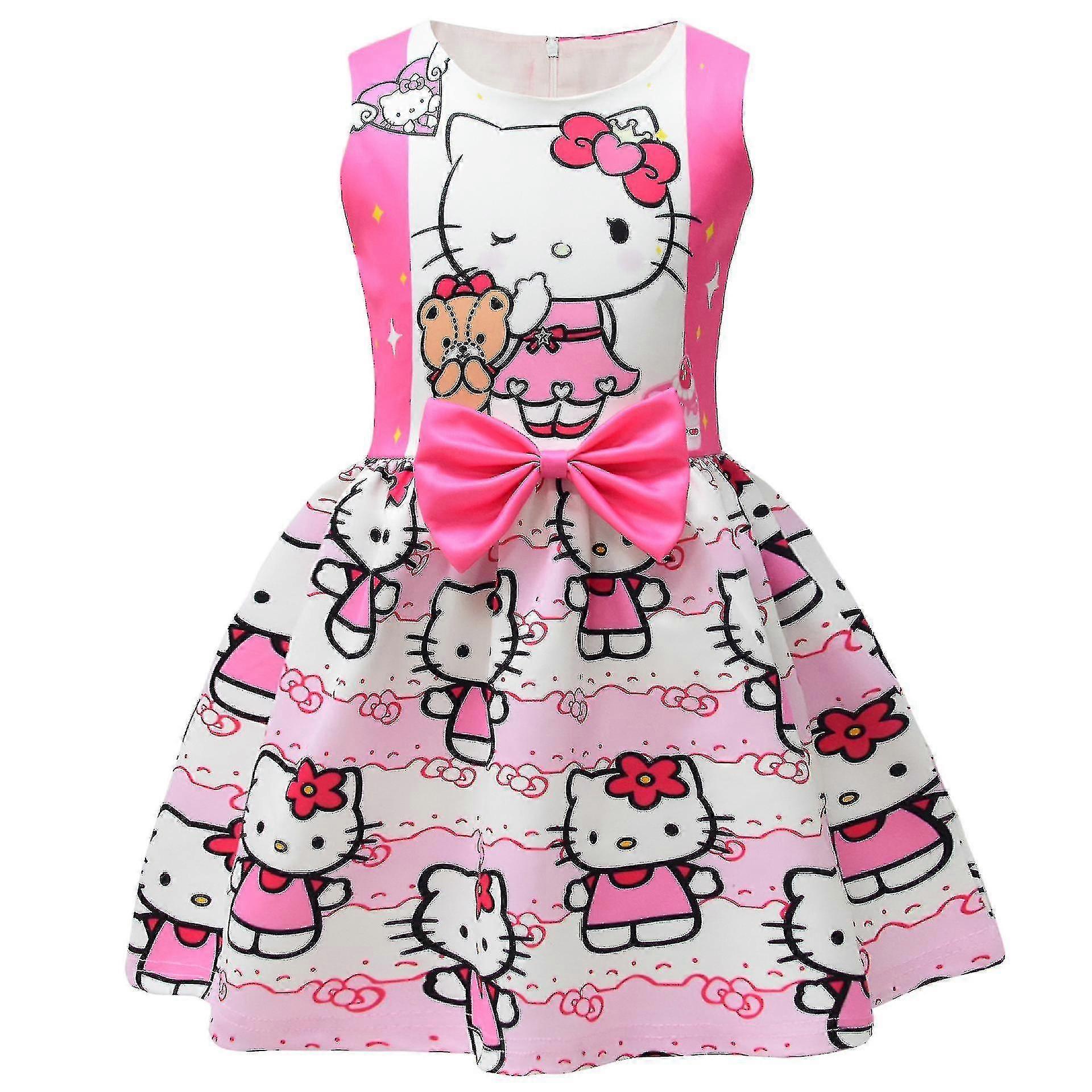 Children's princess dress Kt Hello Kitty girls pink print princess dress  holiday party dress 130cm | Fruugo DE