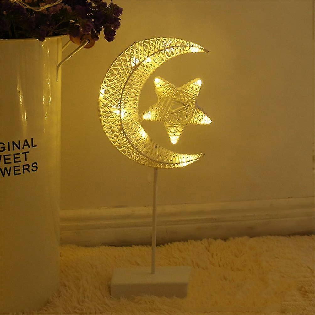Lampe de table en forme d'étoile et de lune, lumière d'ambiance, veilleuse de fête à piles (sans piles)