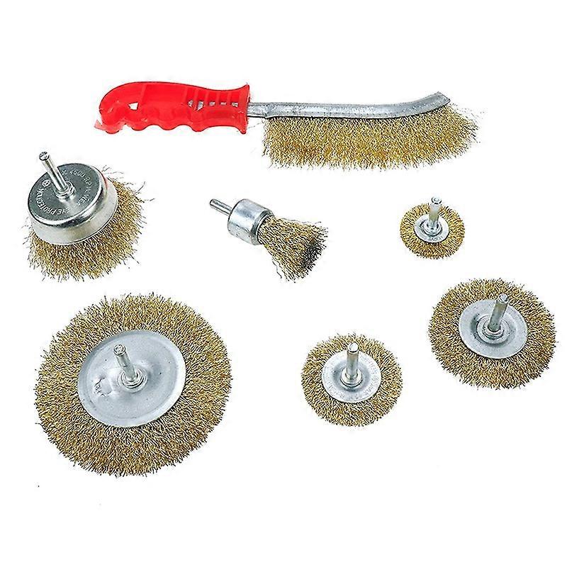 7 Pcs Crimped Wire Wheel Cup Brush Set Universal Tools Set for Power Drill Rust Removal Stripping a