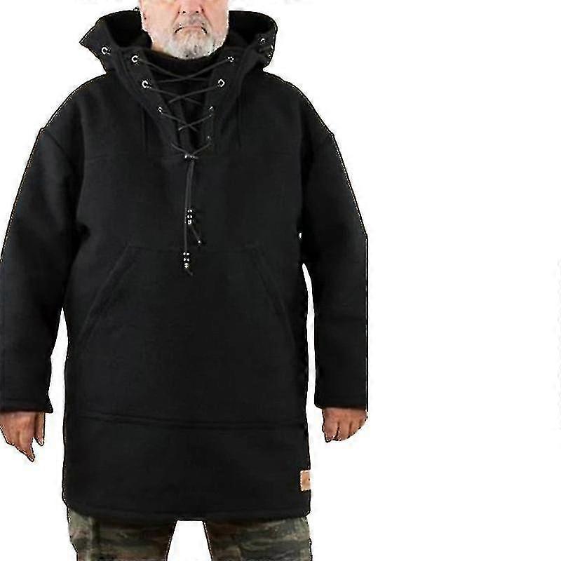 Winter Wool Hooded Sweatshirt for Men Warm Heavy Coat with Hood Leisure Jacket Casual Outerwear, S-4XL