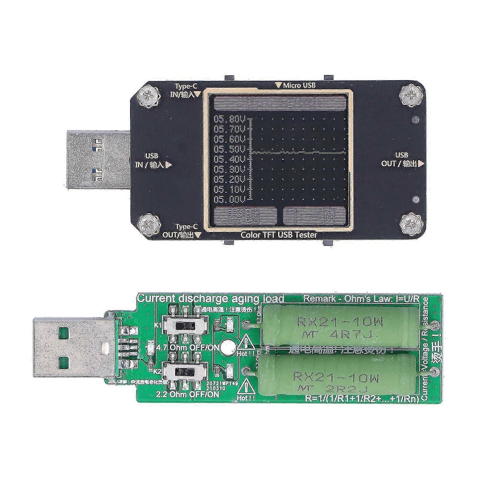 USB-Stromspannungsüberwachung, Leistung, Batteriekapazitätsdetektor, Farb-LCD-Display-Multimeter