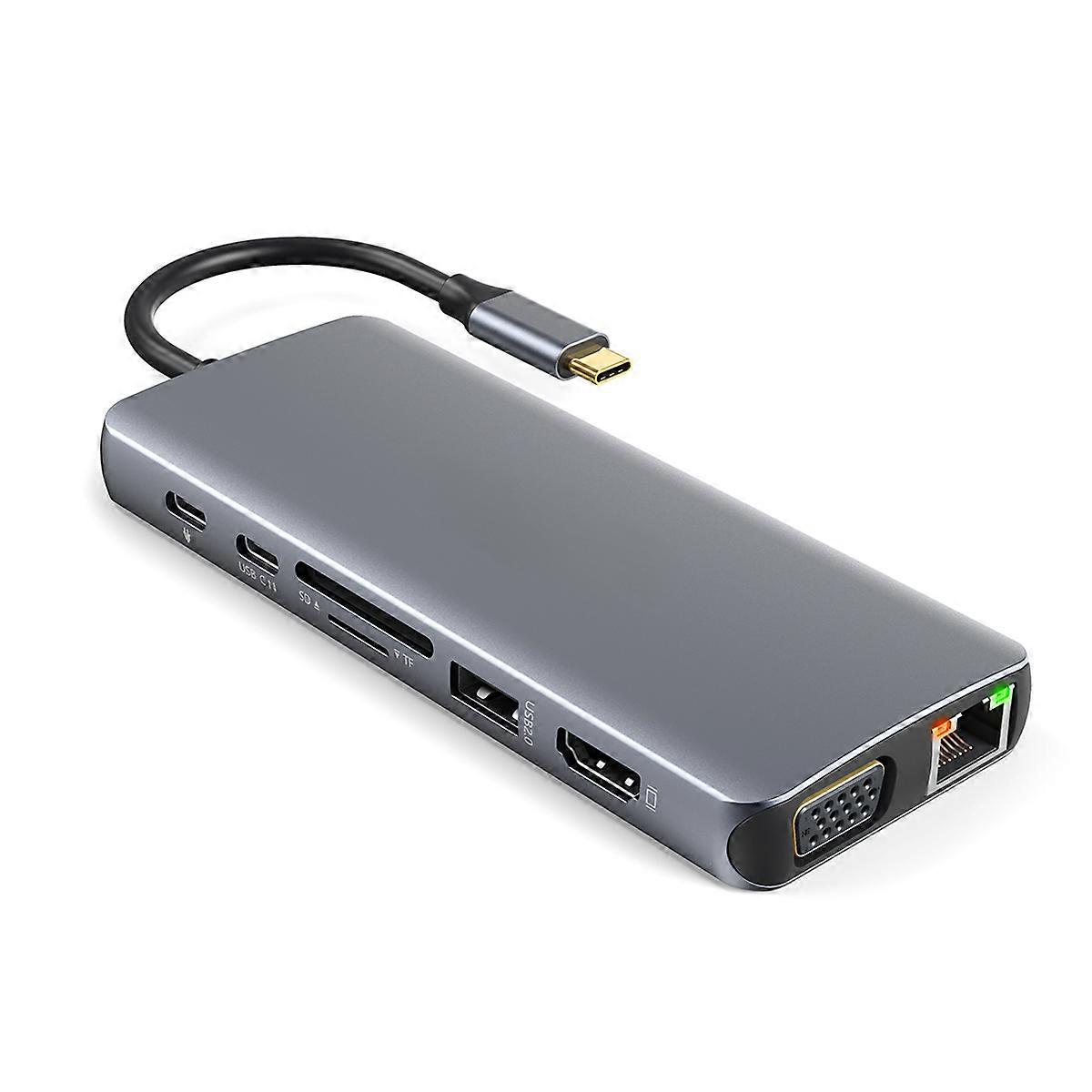 dodocool 14-in-1 USB C hub 4K USB C to HDMI VGA Gigabit Ethernet 100W PD SD/TF card reader Type-C data transmission 3 USB 3.0 / 3 USB 2.0 3.5 mm audio