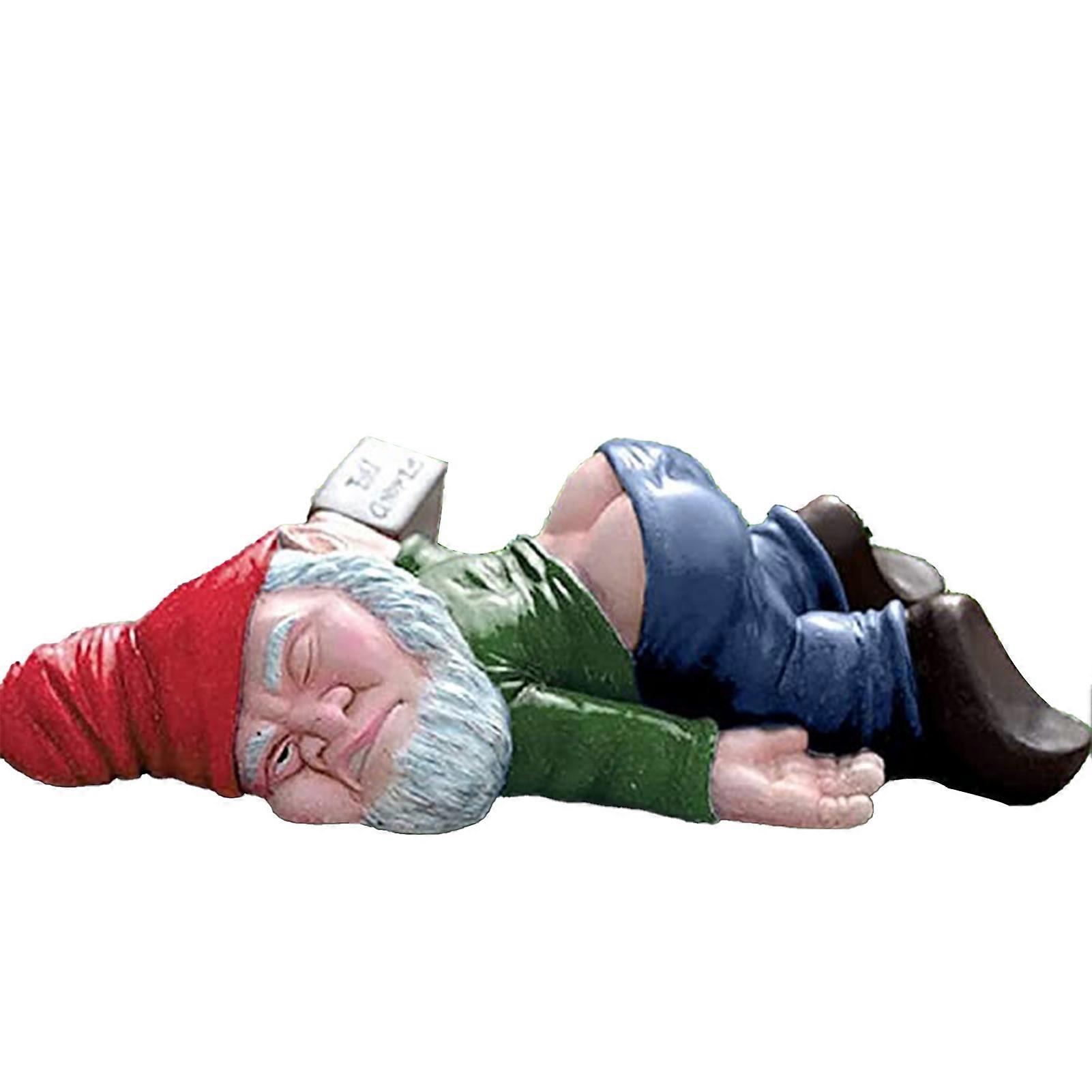 Creative Funny Drunk Gnome Dwarf Statue Resin Craft Decorations Christmas Table Ornament