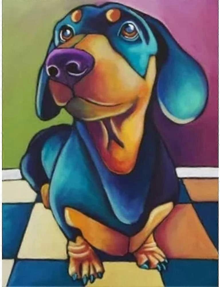 5d Diamond Painting By Number Kit Diy Crystal Rhinestone Arts Craft Picture Supplies For Home Wall Decor & Gift,colorful Dachshund Sausage Dog