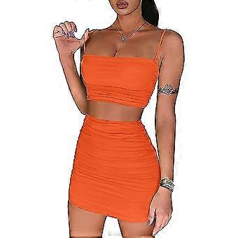 Womens 2 Piece Outfits Set Ruched Cami Crop Top Bodycon Skirt Mini Club  Dress | Fruugo NO