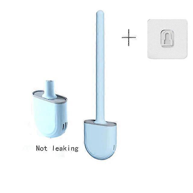Breathable Toilet Brush Water Leak Proof with Base Silicone Wc Flat Head Flexible Soft Bristles Brush with Quick Drying Holder