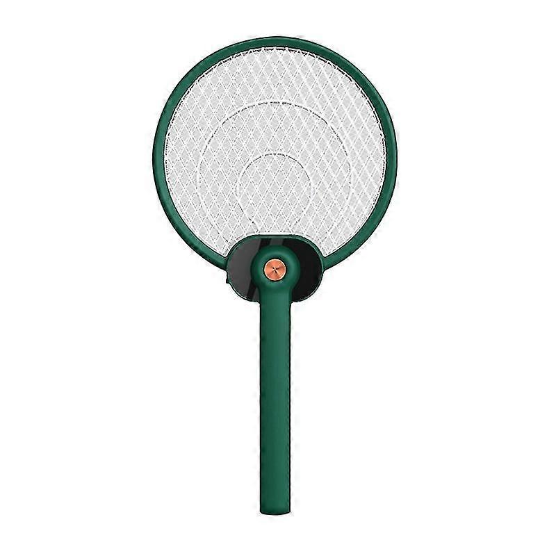 Foldable LED Electric Mosquito Swatter High-Density Power Grid Anti Fly Bug Mosquito Racket Control Products -Green