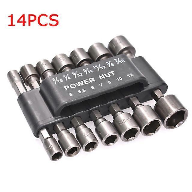 JWL-Hex Socket Screw Sleeve Nozzles Nut 1/4" Hexagonal Screwdriver Set 5-12mm Hexagon Nut Driver Drill Adapter For Woodworking Tools