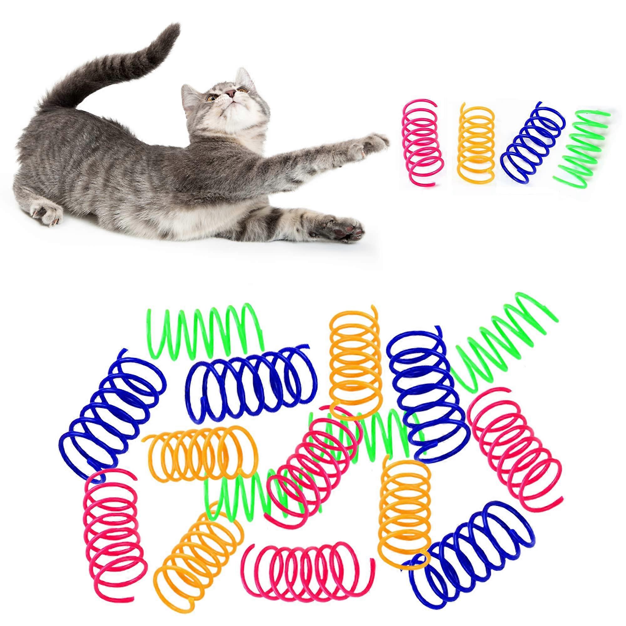 16 PCS Colorful Spring Cat Toys Interactive Kitten Toys for Boredom Durable Soft Plastic Cat Spring Toy for Swatting, Biting
