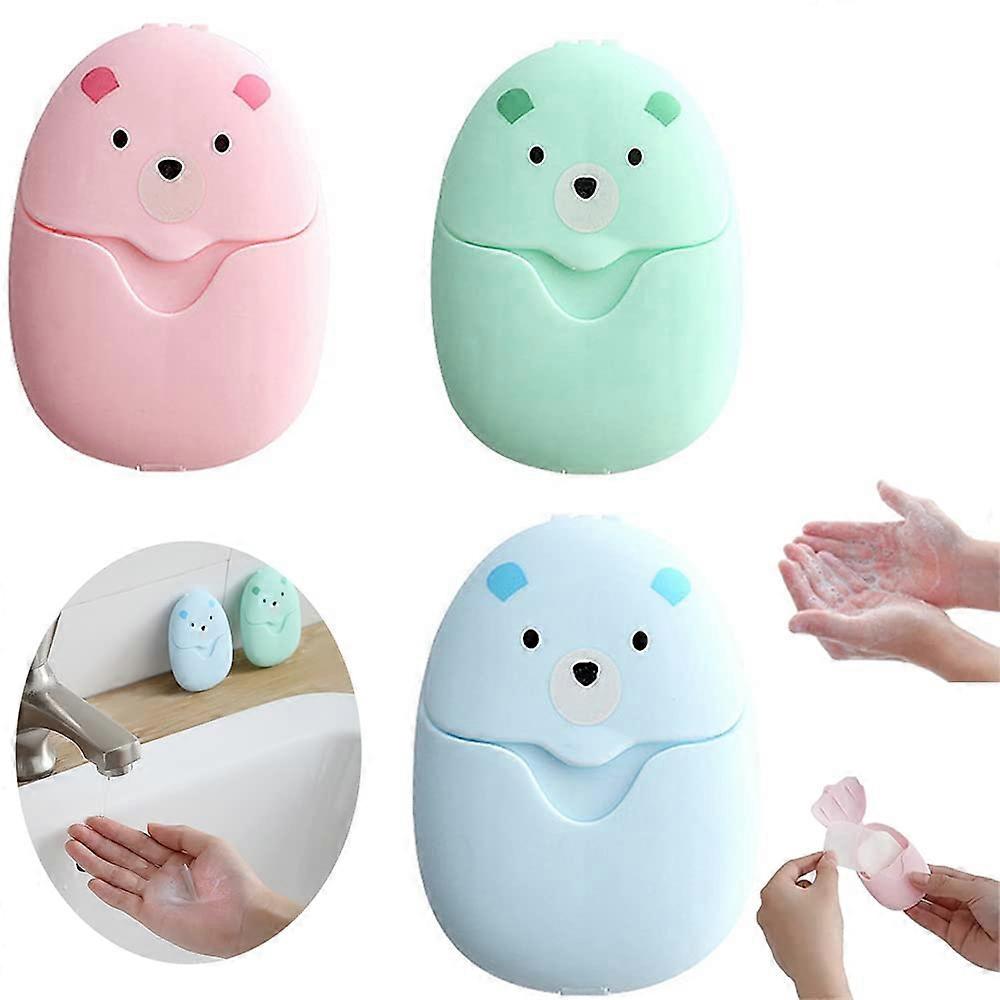 Mini Soap, 3 Boxes (150 Sheets) Soap Paper Sheets Soap Blower Portable Paper Soap Disposable Paper Soap with Plastic Box