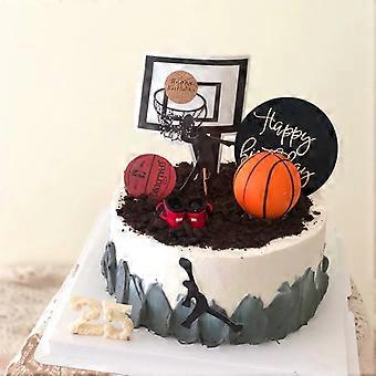 Set De 10 Décors De Gâteau Anniversaire – Thème Basket-Ball – Accessoires Acryliques Et Papier Pour Cupcakes Et Desserts