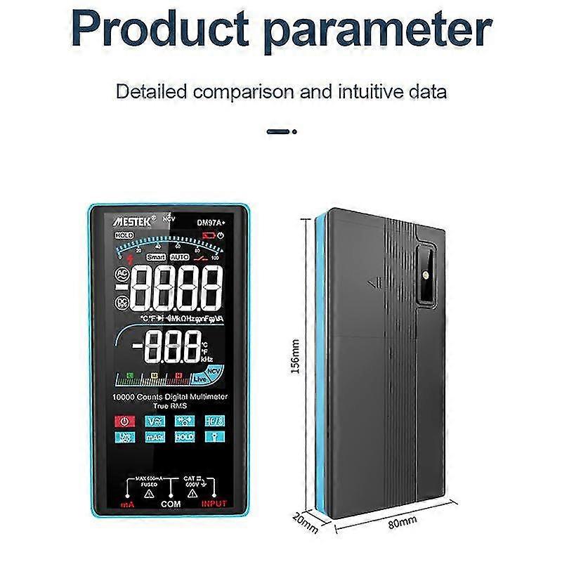 Dm97a+ Digital Multimetro Color Screen Ac Current Meter 9999 Counts Digital Smart Multi Meter