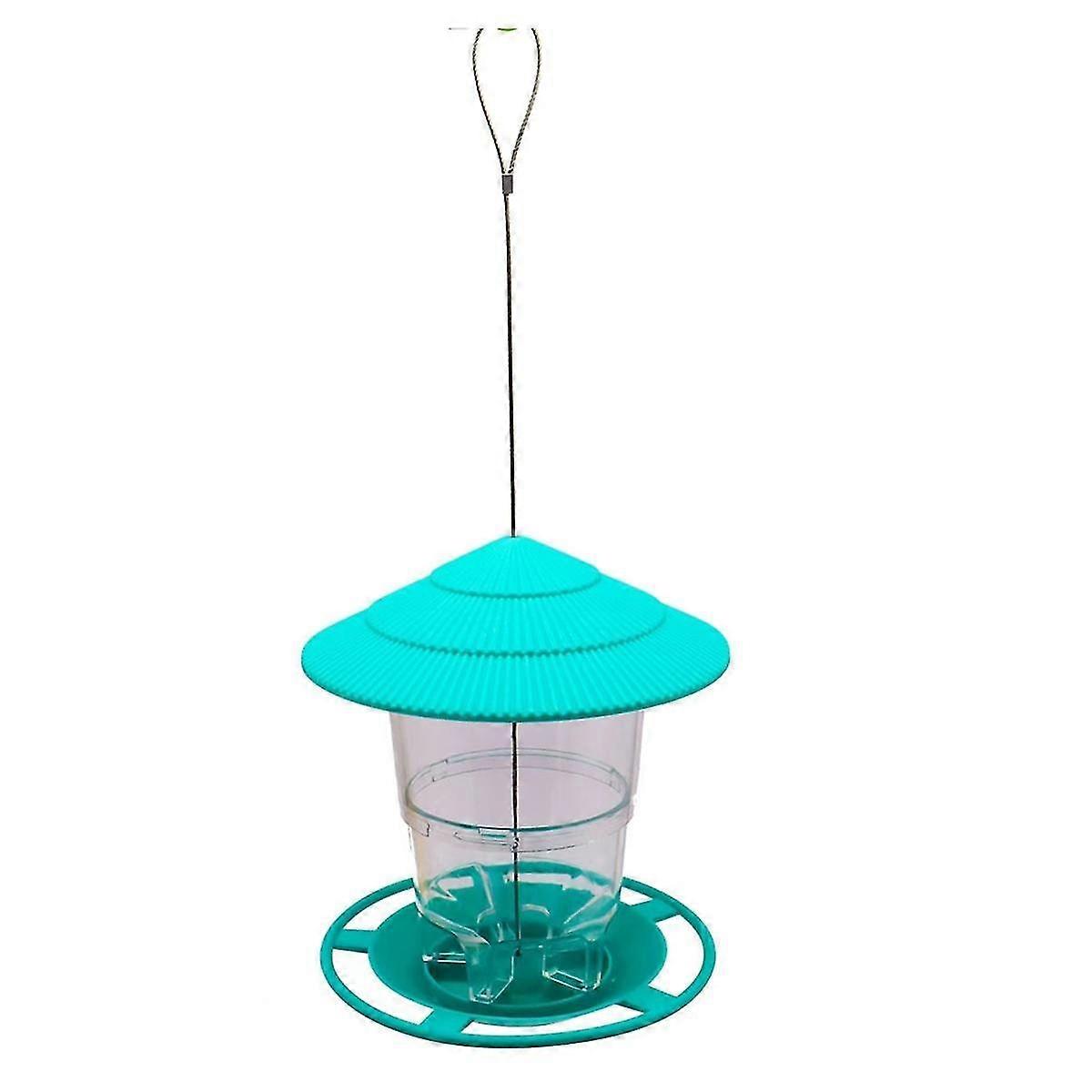 Wild Bird Feeder, Outside Squirrel Proof Bird Feeder, Hanging Wild Bird Feeder With Round Shaped Roof Green
